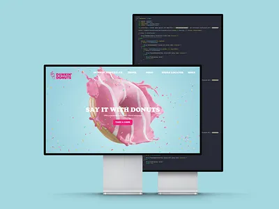 DUNKIN' DONUT blue branding dailyui design donut donuts dunkin donuts illustration minimal mockup pink ui ux web