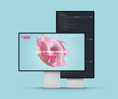 DUNKIN' DONUT blue branding dailyui design donut donuts dunkin donuts illustration minimal mockup pink ui ux web