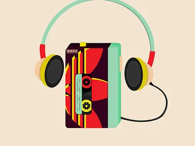 Adidas Walkman adidas audio blue casette design flashy illustration illustrator purple red ultra boost vintage walkman yeezy yellow