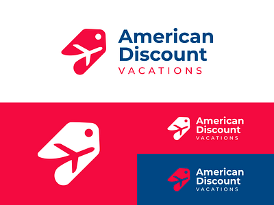 American Discount Vacations air brand branding discount icon identity logo logoground minimalist plane selling shots tag