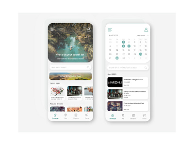 Trip planning application redesign concept adobe xd application calendar events home screen list main screen news search ui uiux uiuxdesign ux design