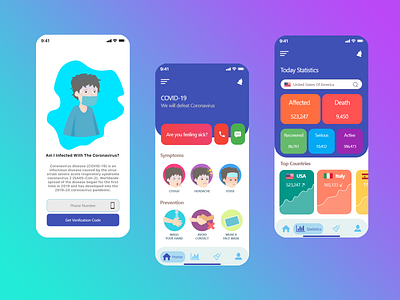 COVID-19 - Mobile Tracker app design flat illustration illustrator ui ux vector