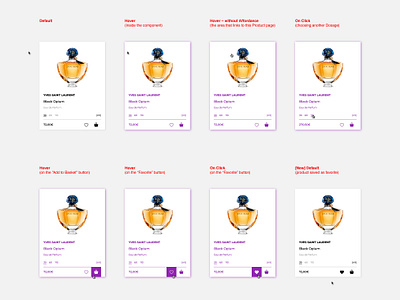 Perfumes 365 (Desktop): Product Card interactions communication design copywriting digital product design e commerce graphic design interaction style guide user experience design user interface design web