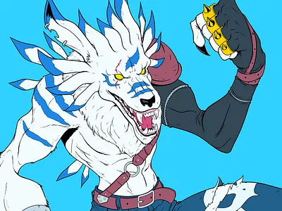Weregarurumon 2000s anime character design comics design digimon garurumon panama weregarurumon wolf