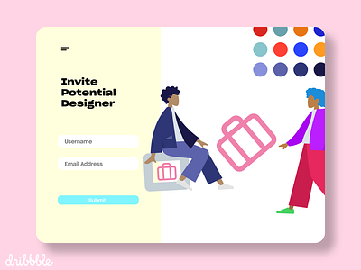 Invite Potential Designer 2020 design dribbble hello illustration invite shot trend ui ux website