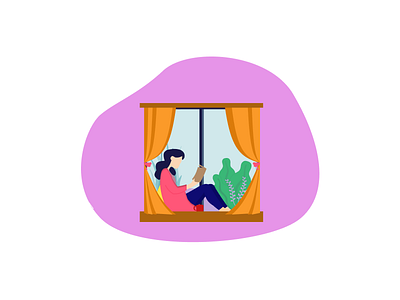 Bibliophile curtains design figma figma design figma illustration girl illustration illustration illustration art vector window