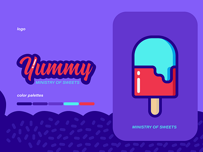 Ice Cream - Yummy blue brand branding colour cones design geometry graphic design ice ice cream ice cream logo icecream illustration logo minimal packaging shape sweet sweets typography