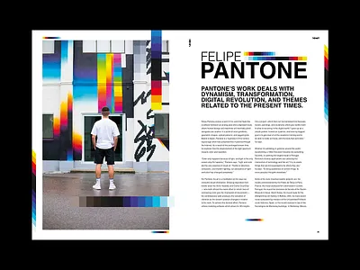 Felipe Pantone - Editorial Spread art artist design editorial editorial design experiment felipe pantone graffiti graphic design illustration illustrator layout layout design layout exploration pantone poster spread type typography