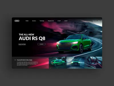 Audi Webdesign / UI audi automobile branding car elegant european green inventory landing models models agency new performance photographer sport ui ux web website website design