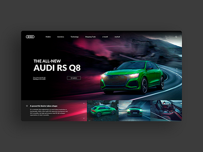 Audi Webdesign / UI audi automobile branding car elegant european green inventory landing models models agency new performance photographer sport ui ux web website website design