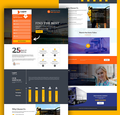 Logistic Landing Page animation app design illustration illustrator ui ux vector web website