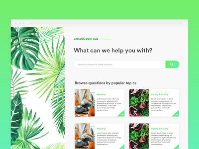 Daily UI #092 : FAQ daily ui dailyui design faqs help help center interface design light minimal modern plants simple tips tricks ui