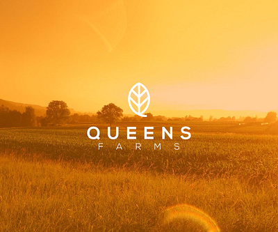 Queens Farms agriculture logo branding farm farms icon logo logo design orange queen vector