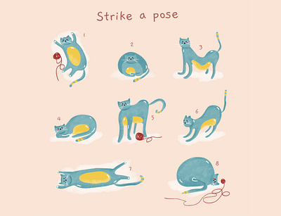 Strike a pose 📸 animal animal illustration animal lover cat cat illustration cats cute animals fluffy home illustration love pose poser wool