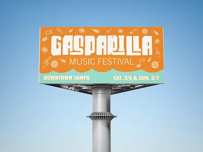 Gasparilla Music Festival - Billboard adobe billboard brand branding clites colby downtown event festival florida gasparilla logo mockup music notes photoshop pirate sign tampa wordmark