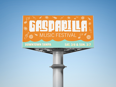 Gasparilla Music Festival - Billboard adobe billboard brand branding clites colby downtown event festival florida gasparilla logo mockup music notes photoshop pirate sign tampa wordmark