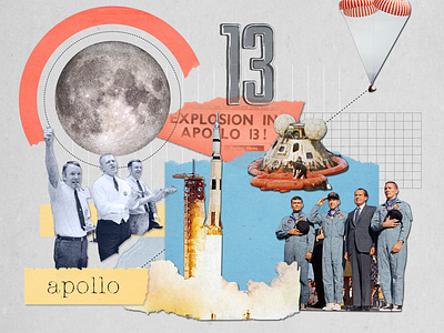 50th Anniversary of Apollo 13 13 2d animation apollo astronaut collage design earth illustration moon outerspace photograph planet rocket rocketship space spaceship stars