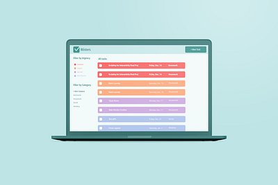Blisters Task Management front end development web app web design