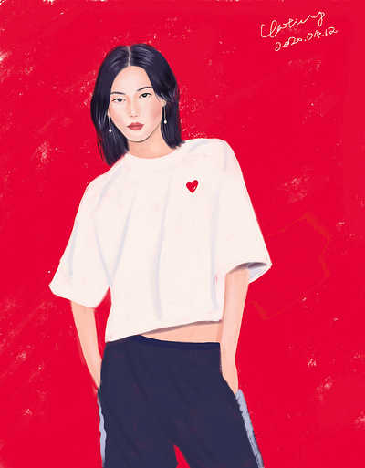 My Fav Modal - Liu Wen draw illustration model procreate