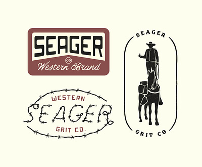 Seager branding cowboy design illustration logo oldschool retro sign