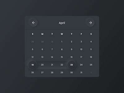 Calendar app calendar design neumorphism skeuomorphism ui