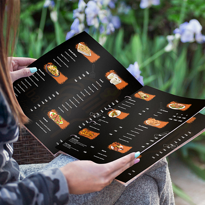 Menu Design app black brochure mockup brochure template brouchure design flayer foodanddrinks fooddesign foodflayer illustrator menucard mockup restaurant menu design ui ux vector web