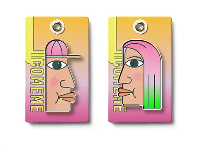 COMEME Pins branding cartoon character engraving geometric icon illustration lettering type vector