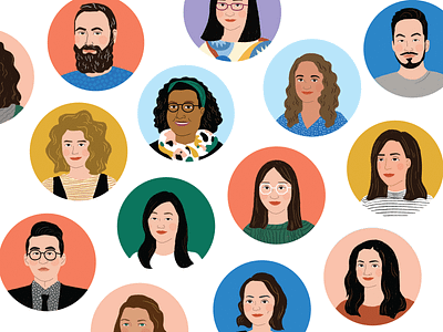 Team Avatars flat illustration portrait texture vector