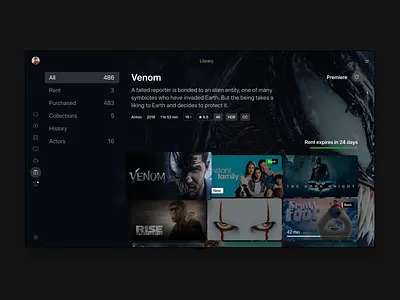 Movix / Library design movie app sergey valenda smart tv tv app tvos ui ux