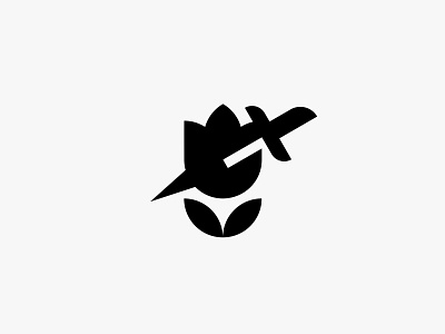 Tragic Fashion Records clean flower icon knife logo minimal modern nature simple