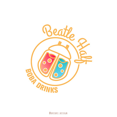 Beatle Half - Boba drink shop logo beatles boba boba tea bottle branding bubble tea design drinks icon illustration logo milk tea vector