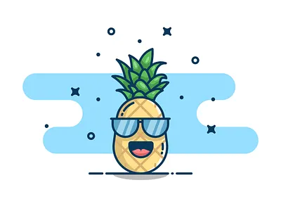 Pine apple! clear design flat fruits icon illustration logo pineapples sticker vector yellow