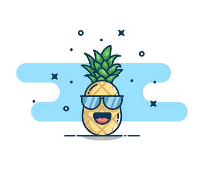 Pine apple! clear design flat fruits icon illustration logo pineapples sticker vector yellow