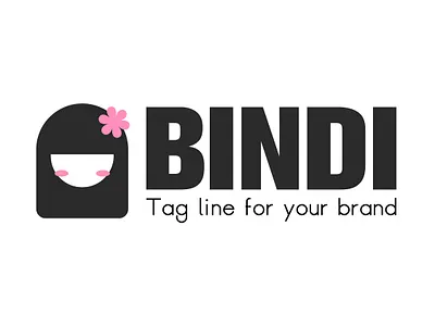 Bindi - Cute girl Logo branding cute girl design flower girl character girly icon illustration logo vector