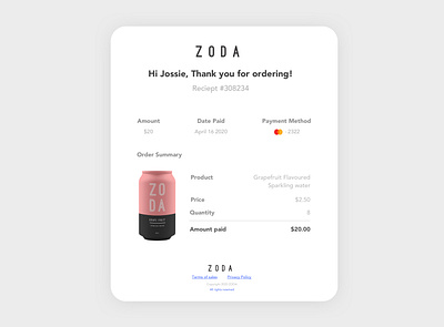 Email Recipt behance daily daily ui dailyui dailyuichallenge design dribbble email receipt sketch ui uidesigner userinterface userinterfacedesign