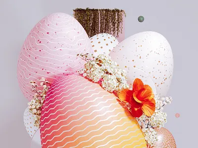 easter. 3d 3dart abstract cgi colorful digitalart easter eggs geometry illustration lines render shapes texture
