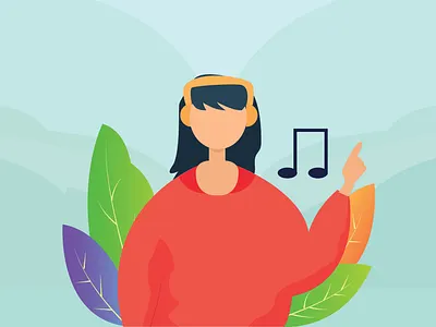 Listening To Music design flat illustration listening music vector