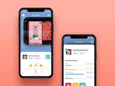 Food Barcode Scanner app barcode scanner clean ui healthy food icons ios app