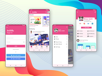 Dribbble App Redesign android app concept app design app ui design figma icon illustration minimal nirav niravjoshi uiux uiuxdesign vector