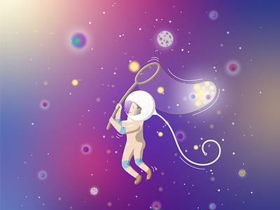 Space scavenger boy cosmic design dribbble illustration illustrator solopovdesign space spaceman stars starship vector