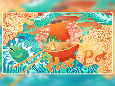 Chongqing hot pot design illustration web