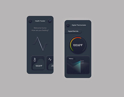 Health Tracker App app design illustration minimal neumorphic neumorphism skeumorphic typography ui ux