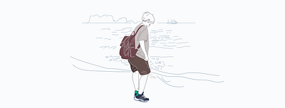 Walking on the beach beach character design nguyen trang summer traveller ui illustration walking