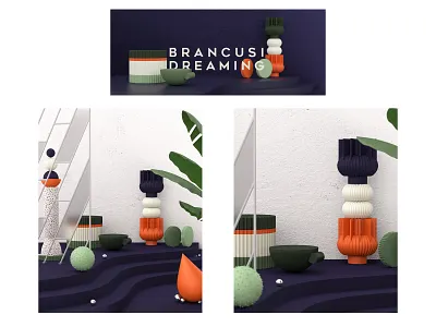 Brancusi Dreaming 3dart 3drender aesthetics design illustration interior design setdesign surrealism