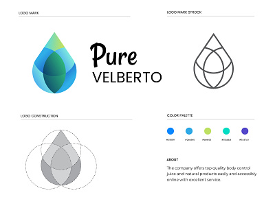 pure velberto abstract brand identity branding drop excellent gradient graphic design juice logo design logo designer morden nature new logo offers online pure recent logo strock logo typogaphy vector