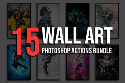 15 Wall Art Photoshop Actions Bundle abstract action actions artistic artwork canvas color correction photo manipulation photoshop action wall art