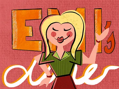 Emi‘s Diner 1950 illustration midcentury retro rockabilly