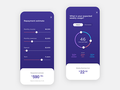 Automotive App Calculators app buy calculator car sharing design estimate finance mobile tools ui ux