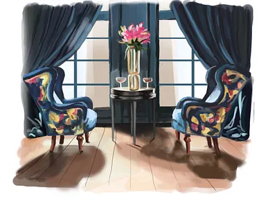 interior n4.1 architecture drawing botanical botanical illustration decor design digital art digital drawing digital illustration drawing flowers furniture illustration interior interior decor interior design pattern pattern a day