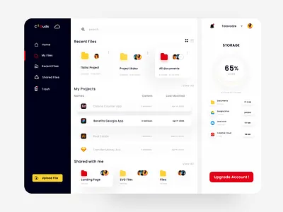 File Manager Dashboard app clean dashboad design dribbble best shot drive figma file explorer file manager file upload identity popular red storage talavadze ui ux web application